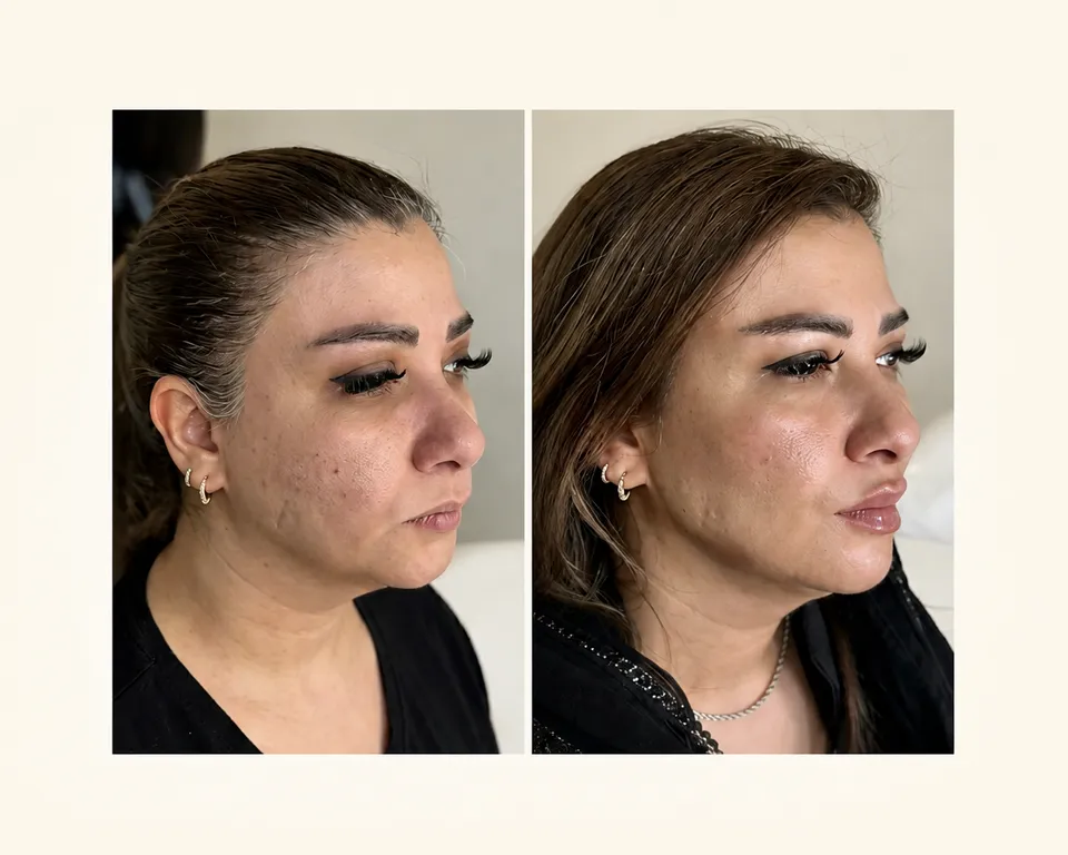 میدفیس و فیلر لب، قبل و بعد در کلینیک زیبایی لمون، توسط دکتر غفوری