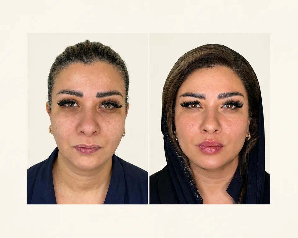 میدفیس و فیلر لب، قبل و بعد در کلینیک زیبایی لمون، توسط دکتر غفوری
