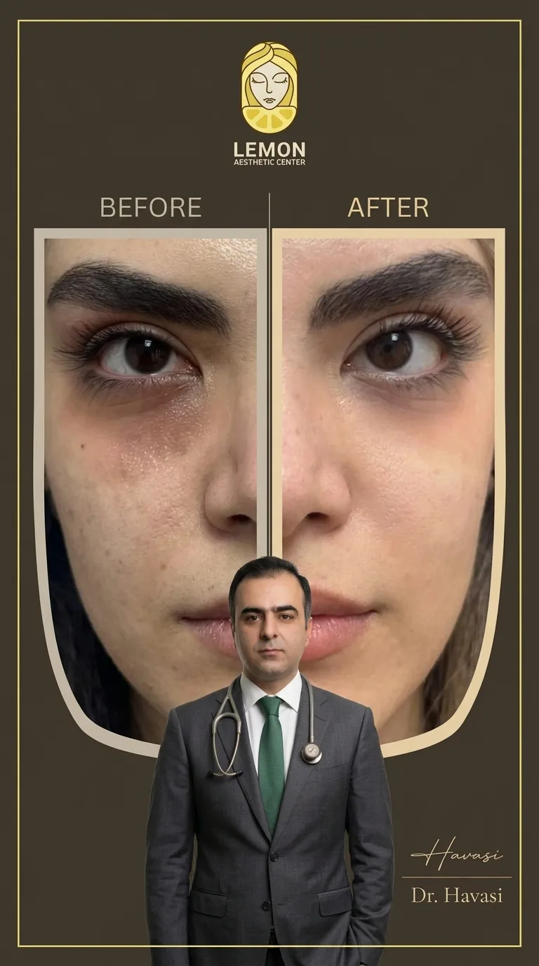 نمونهٔ پیش و پس از درمان روشن‌سازی پوست در کلینیک لمون